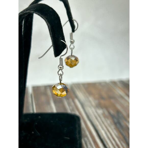 Women's Small Beaded Drop Dangle Earrings Yellow Orange - Picture 4 of 4